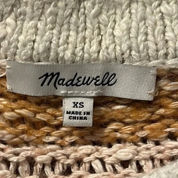 Madewell Baez Pullover Sweater in Rainbow Stripe Alpaca Wool Blend Size XS - Picture 5 of 10